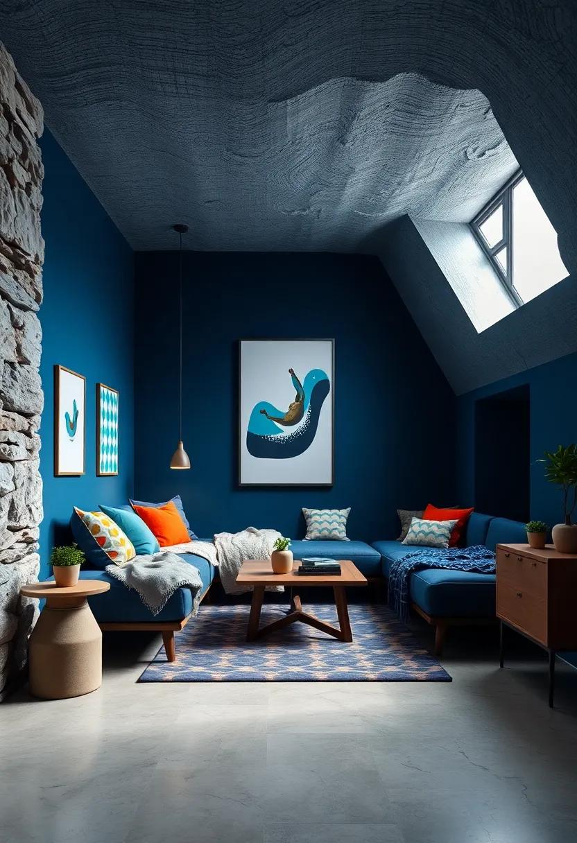 Cozy Cave: Paint the room in a dark navy, offering a cozy and calm hideaway perfect for reading or gaming, fitted with blankets and cushions