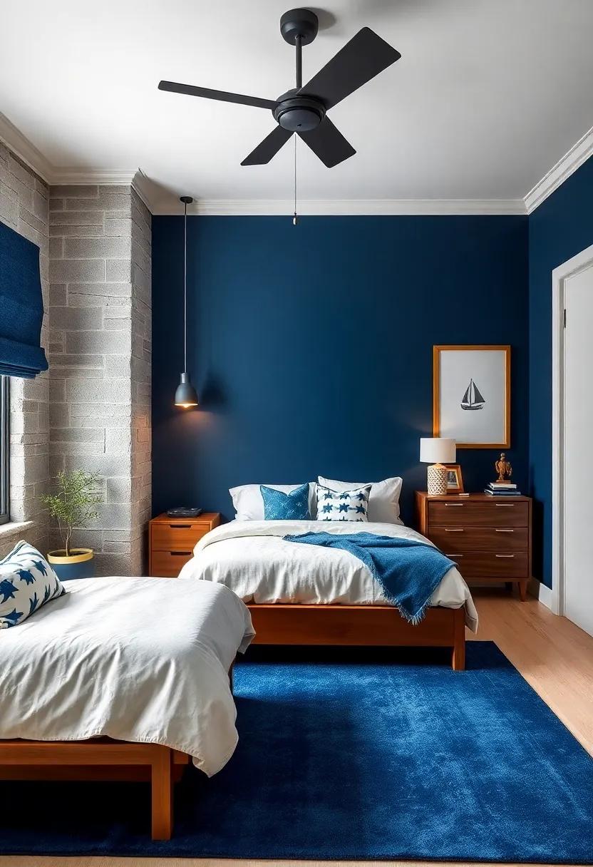 Nautical Adventure: Incorporate deep navy walls with marine-themed decorative accents like sailboats and anchors for a seafaring vibe