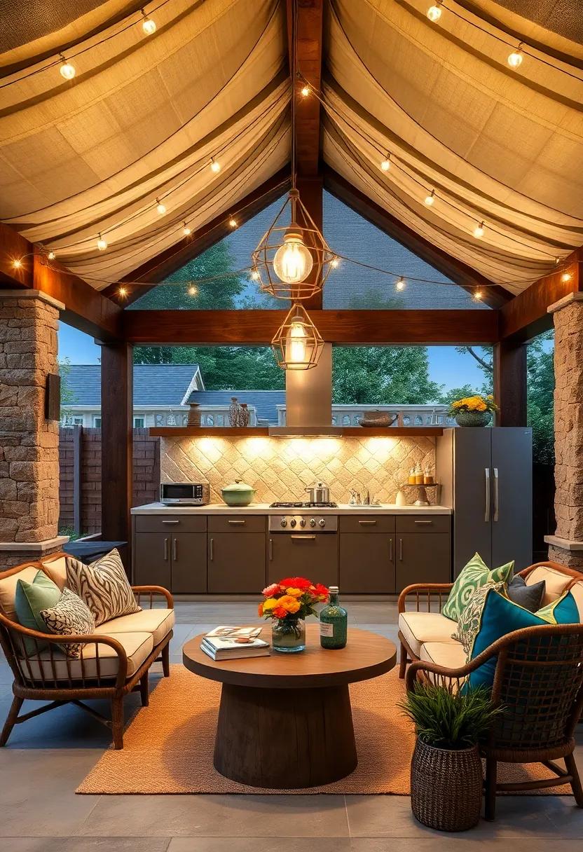 Lighting:‌ Incorporate⁢ adequate lighting, such as⁣ pendant lights or​ string lights, for‍ both functional use and creating a cozy ambience at night