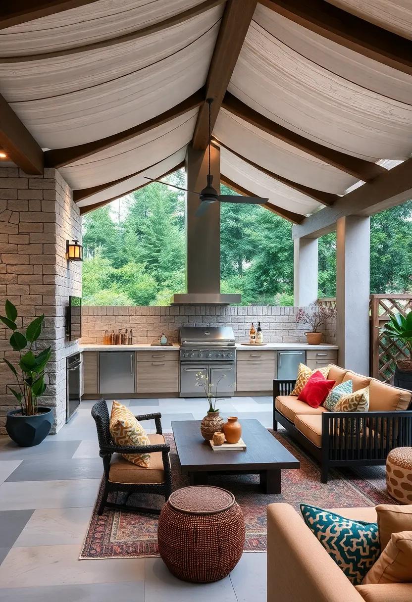 Ventilation: Ensure proper airflow with design features like​ open walls or strategically placed windows to keep the area cool and smoke-free